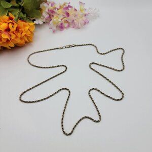 Vintage Italian Sterling Silver Rope Chain Necklace 31" Lobster Clasp Tarnished